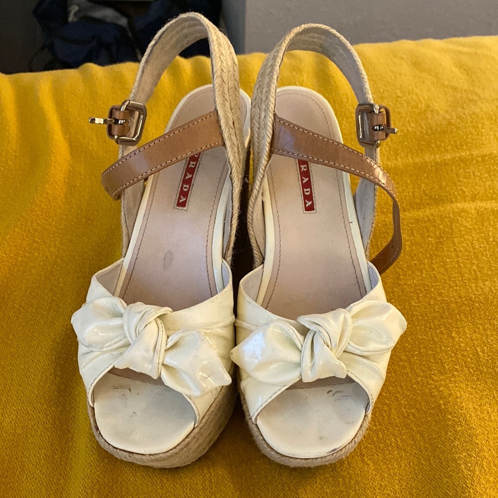 Prada White Wedges
